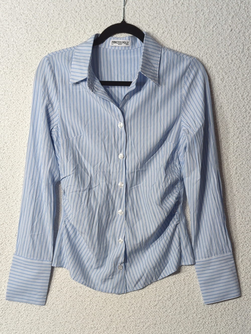 Princess Polly Blue & White Striped Button-Down Shirt